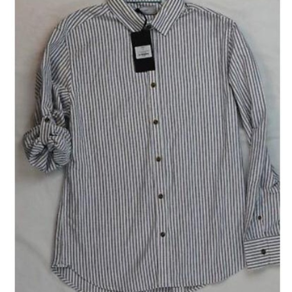 Five Four Corbin Pinstriped Mens Dress Shirt - Picture 2 of 7